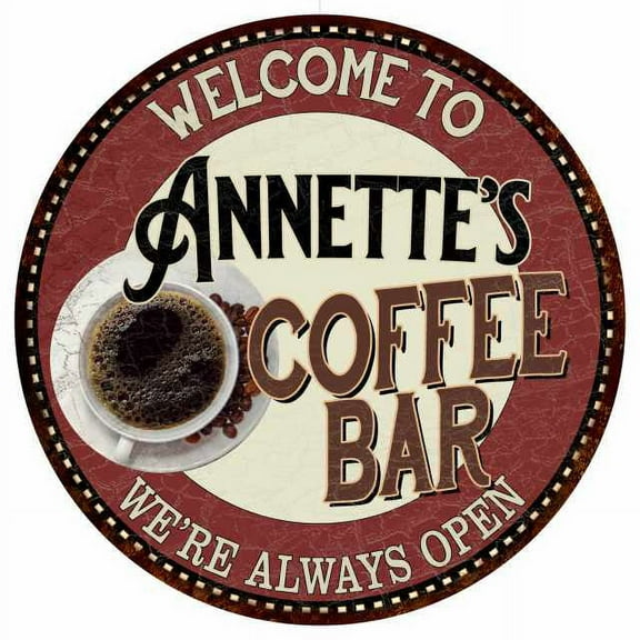 Annette's Coffee Bar Round Metal Sign Kitchen Room Wall Décor 200120041177