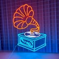thumbnail image 3 of Glowneon Vinyl Record Player Vintage Neon Sign Wall Hanging, Record Player Shop Decor 25in x 19.3in, 3 of 4