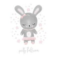 thumbnail image 4 of Lovely Grey, White and Pink "Beautiful Dancer" "Sweet Twirler" and "Pretty Ballerina" Bunny Prints by Noonday Design; Nursery or Child's Room Decor; Three 16x16in Hand-Stretched Canvases, 4 of 6