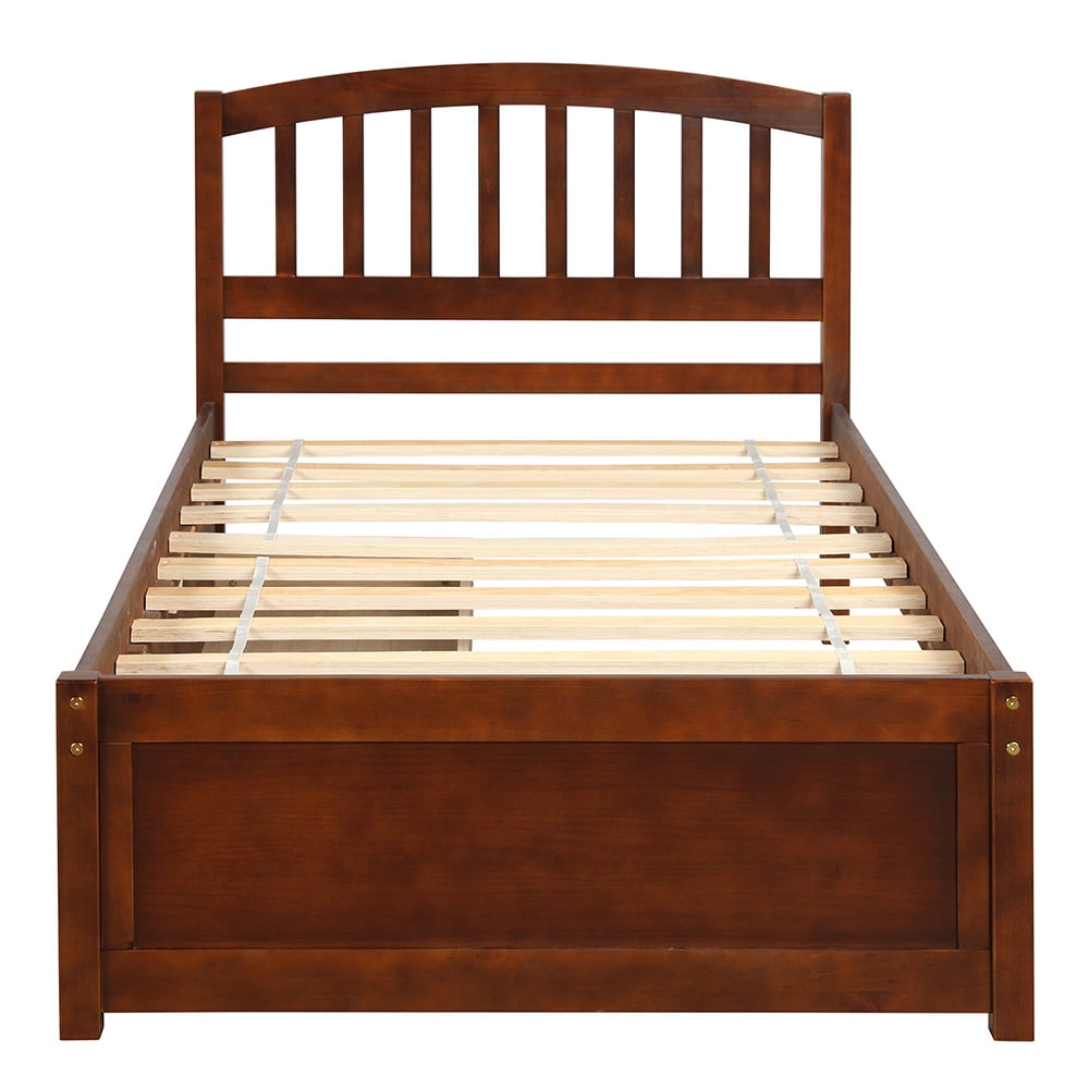 Lowestbest Twin Platform Storage Bed, Wood Bed Frame with Two Drawers and Headboard