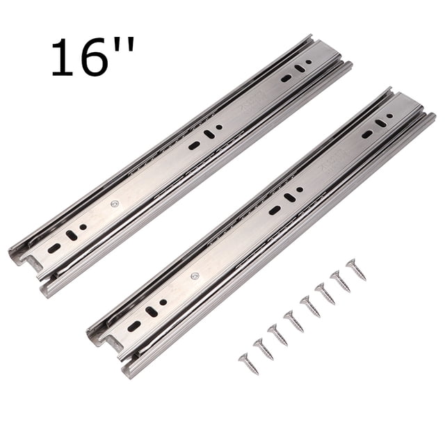 Riel deslizante para cajón de acero inoxidable de 12 "-18", dispositivo de deslizamiento de 3 secciones para muebles (16''sin amortiguar)