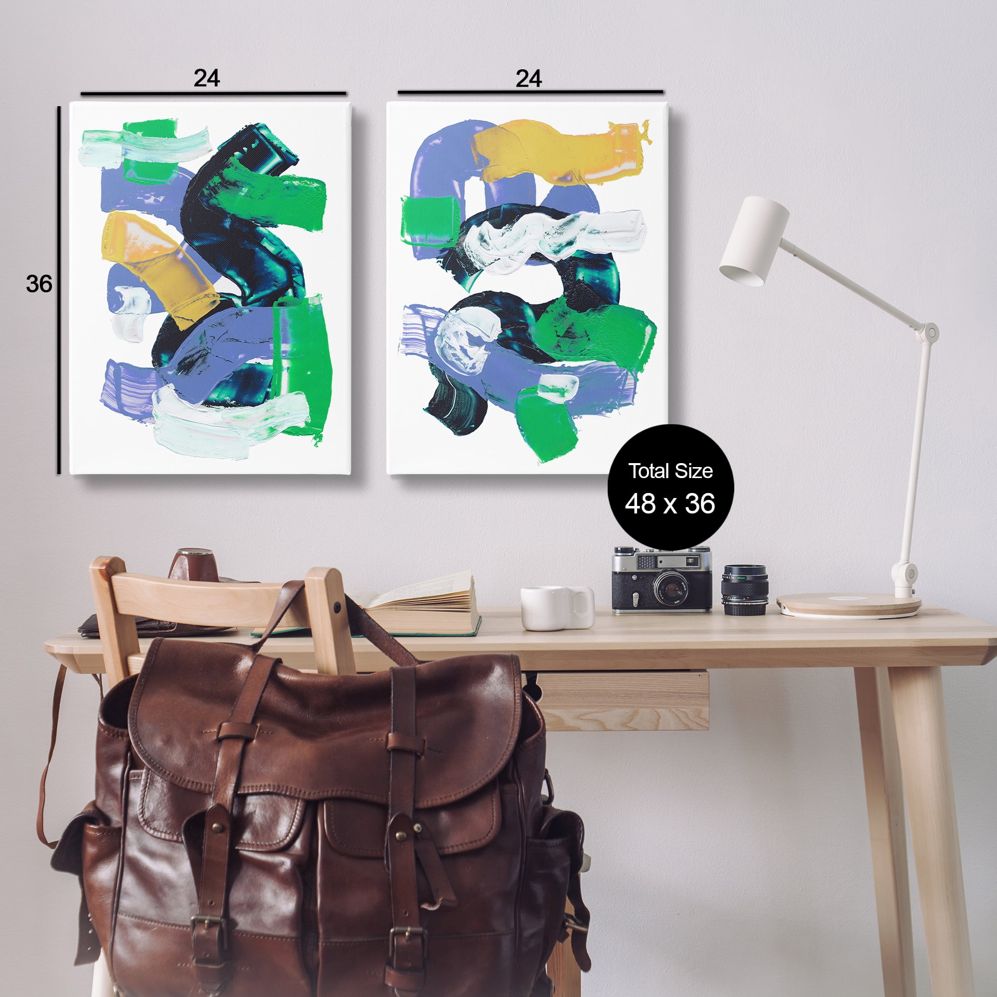 Stupell Industries Vibrant Abstract Tubes Abstract Painting Wrapped Canvas Art Print Wall Art, 24 x 36, Set of 2