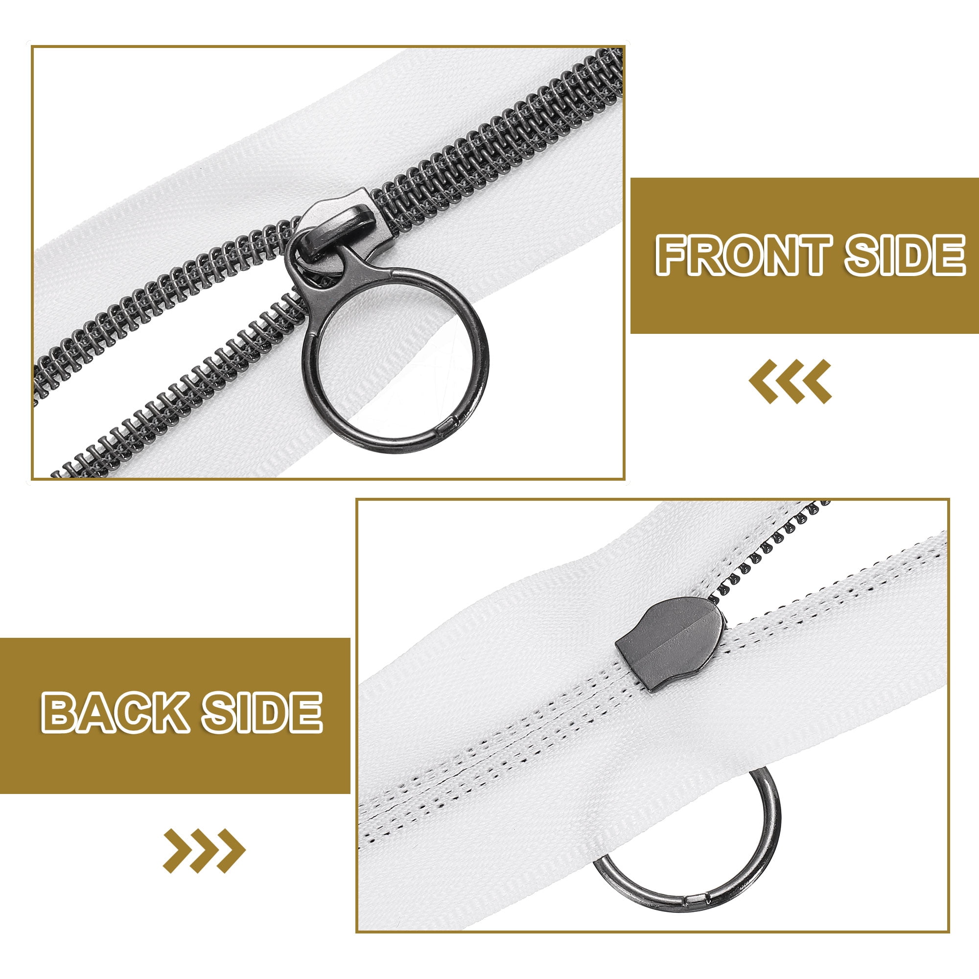 Uxcell #5 10 Yards Nylon Coil Zippers Bulk Coil Zipper by the Yards with 20 Pcs Gunmetal Zippers Sliders  White
