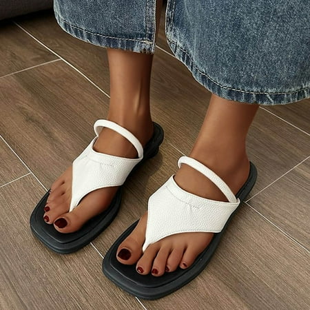 

Womens Comfort Flip Flops- Flip Flops Thong Sandals White Size 7.5
