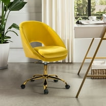 Velvet Home Office Chair Tina's Home Swivel Accent Chair Adult Makeup Chair Metal Leg Bedroom Yellow