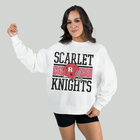 Women's Gameday Couture White Rutgers Scarlet Knights Fair Catch Pullover Sweatshirt