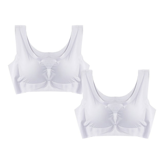 Penkiiy 2PC Comfortable Seamless Full Coverage Bra for Women Wireless Bras with Soft Support Regular and Plus Size 3XL Gray