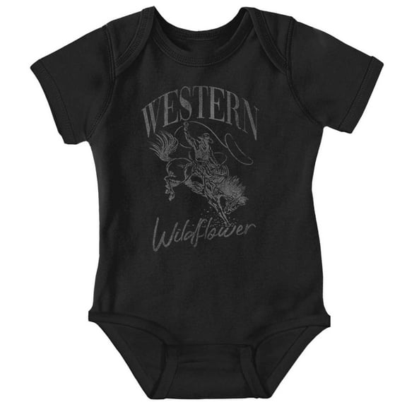Vintage Cowboy Western Wildflower Romper Boys or Girls Infant Baby Brisco Brands NB