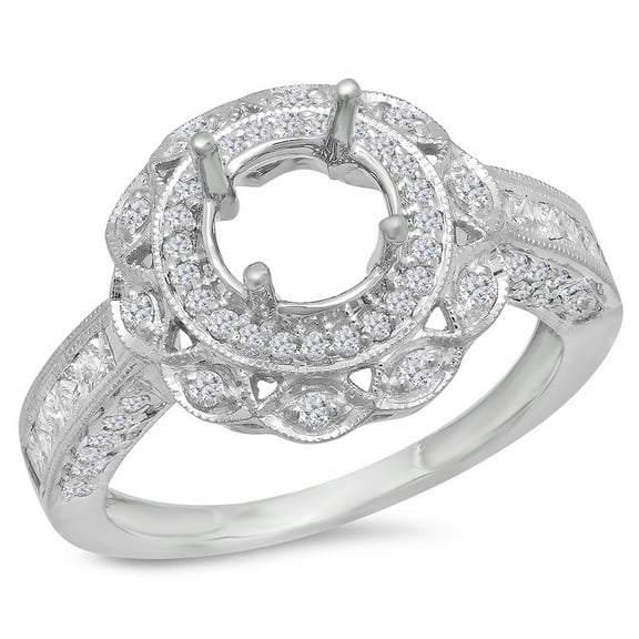 Dazzlingrock Collection 1.00 Carat (Ctw) 14k Round Diamond Semi Mount Round Diamond Engagement Ring (No Center Stone), White Gold, Size 9