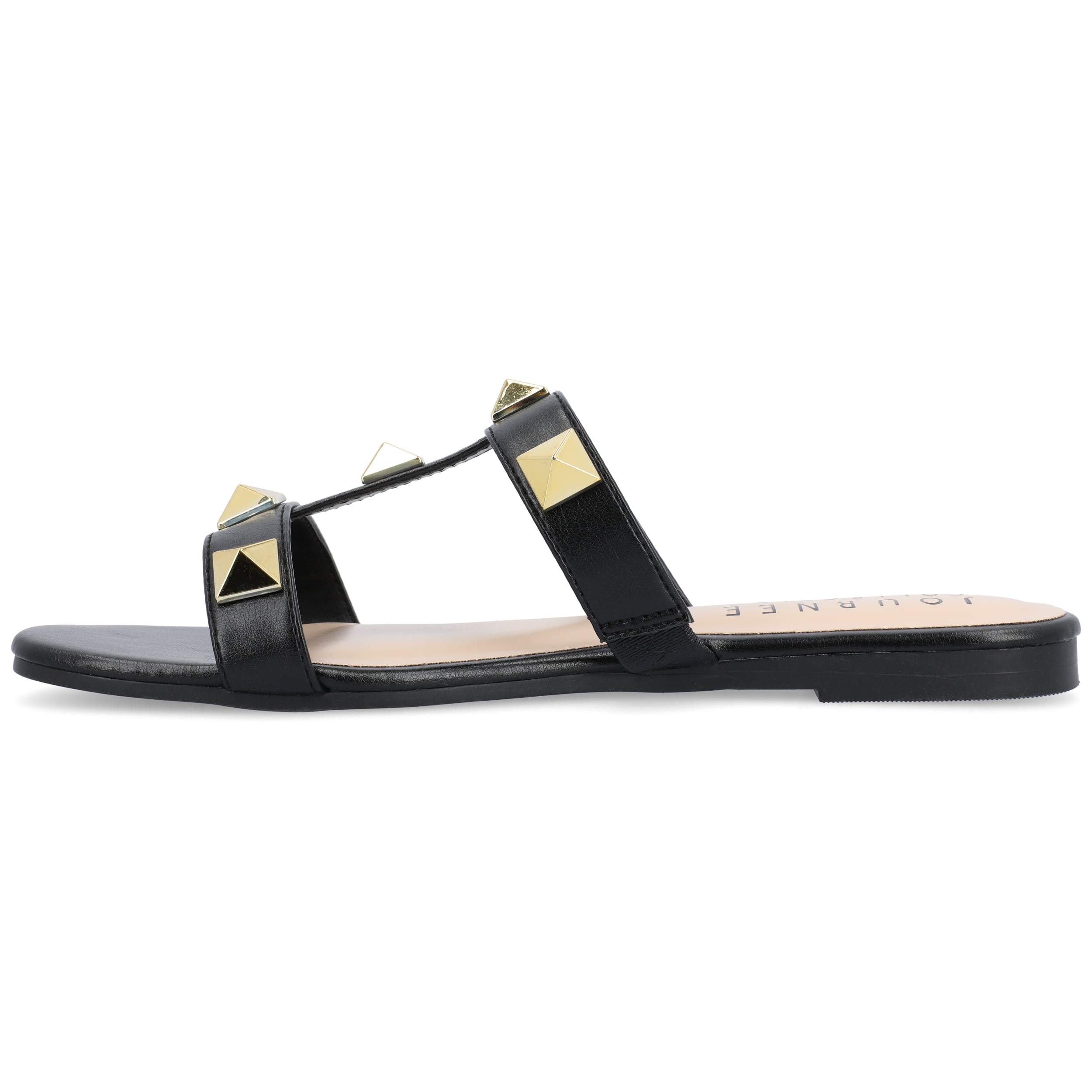 Journee Womens Kendall Studded Slide Flat Sandals