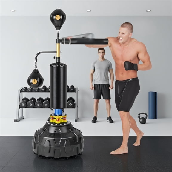 Demifill Boxing Speed Trainer Freestanding Fillable 360 Spinning Bar, 66"-79" Adjustable Height Standing Boxing Equipment,Multifunctional 4-in-1 Boxing Bar Speed Trainer for Home Gym, Black