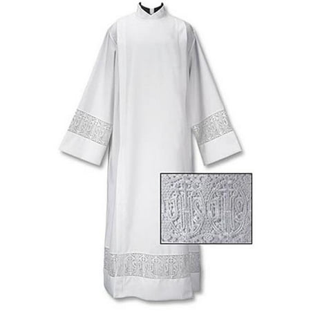 Ihs Cross - CBCS TS595-MD Latin Cross & IHS Lace Front Wrap Alb, Medium