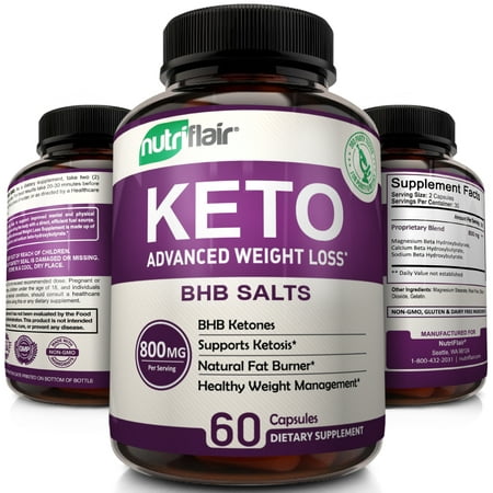 Keto Diet Pills - 800mg Advanced Weight Loss Ketosis Supplement - All-Natural BHB Salts Ketogenic Fat Burner Capsules - GMP-Sealed, Non-GMO Product - Ideal Weight Loss Supplements for Men &
