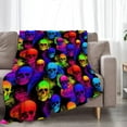 thumbnail image 4 of Skull Blanket Soft Warm Cozy Colorful Skeleton Blanket Fuzzy Plush Horror Throw Blanket Fleece Flannel Blanket Gift for Girls Boys Adults Couch Sofa 60"X50", 4 of 6