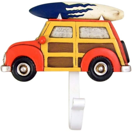 

2pc Red And Green Woodie Cars With Surfboard Wall Hook