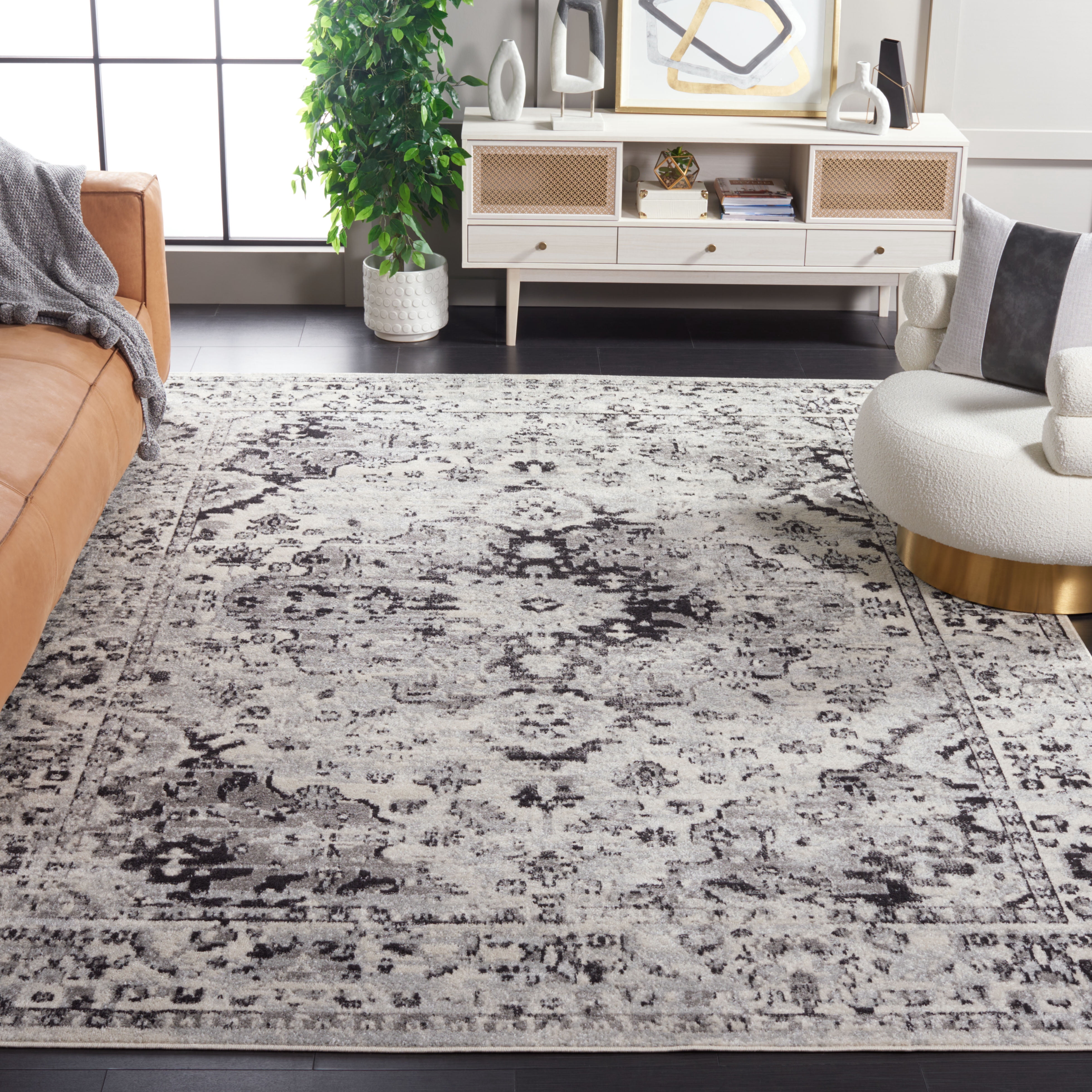 Safavieh Madison Caden Oriental Area Rug, Gray/Black, 9' x 12'