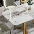 thumbnail image 6 of Modern Artificial Stone Pandora White Curved Golden Metal Leg Dining Table for 6 People, 6 of 10