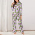 thumbnail image 2 of Balery Happy Frogs1 Conjunto de Pijama con Estampado para Mujer, Conjunto de Dos Piezas con Manga Larga, Ropa de Dormir Suave con Bolsillos, Pijamas Cómodos-Small, 2 of 7