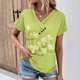 thumbnail image 4 of Camiseta de Manga Corta Suelta con Cuello en V Impresa, Blusa Casual para el Hogar Y el Uso Diario, 4 of 4