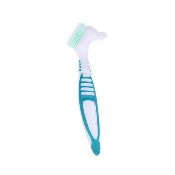 Heliisoer 1Pc Denture Teeth Brush Easy Grip Handle Double Sided Toothbrushes
