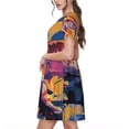 thumbnail image 2 of Sikiie Robe à Manches Courtes Imprimé Gecko Jungle Coloré pour Femmes, Robe Col Rond Slim Longueur Genou, Vêtements d'Été Adaptés pour Loisirs Quotidiens et Vacances, 2 of 6