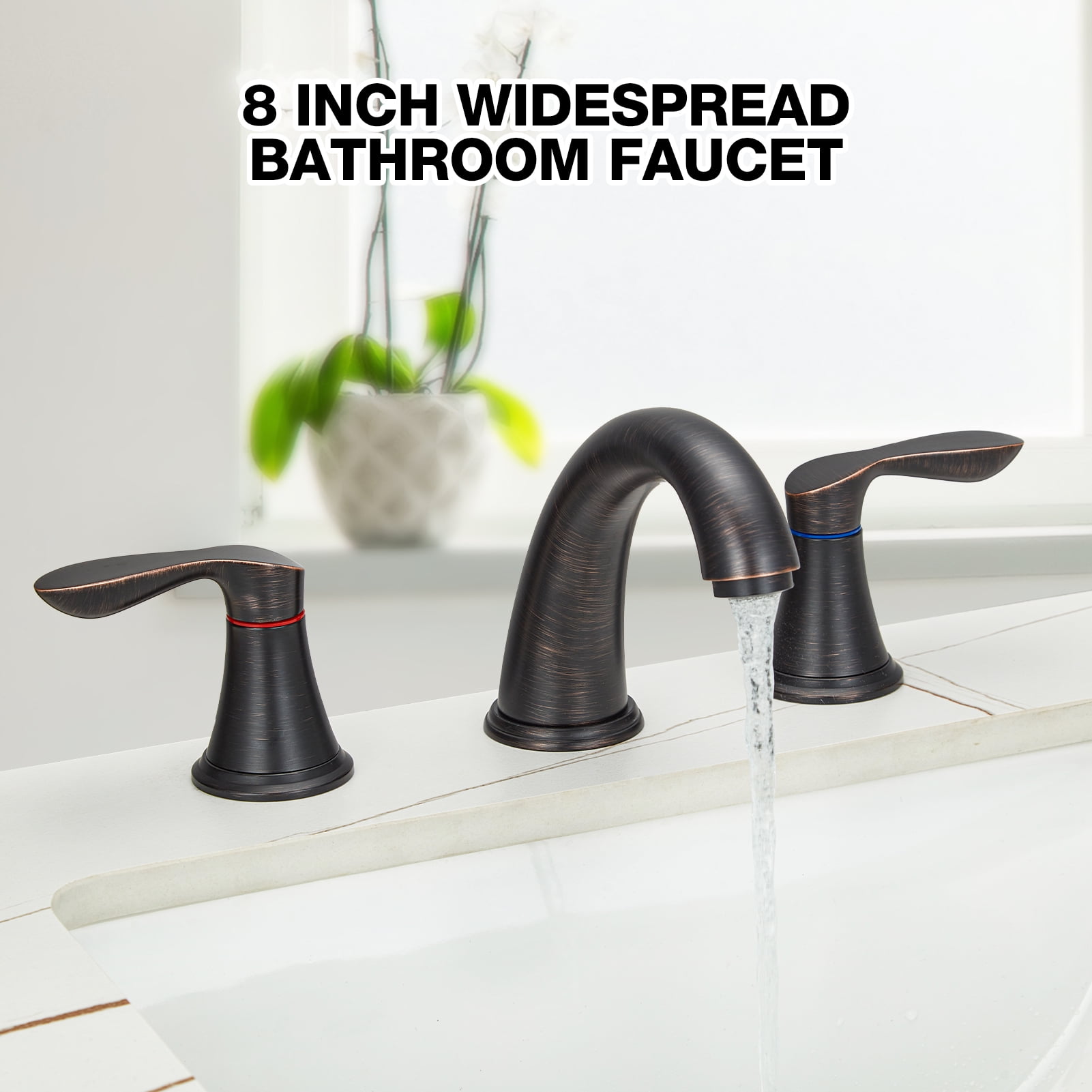 Bathroom Faucets for Sink 3 Hole, Faucet for Bathroom Sink, Widespread Bathroom Sink Faucet with Pop-up Drain and Supply Lines, for Bathroom Sink Vanity RV Farmhouse Sink