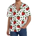 thumbnail image 3 of Vsdgher Strawberry Print Men's Wrinkle Free Untucked Cuban Shirt Business Casual Button Down Shirts Short Sleeve Shirt, 3 of 7