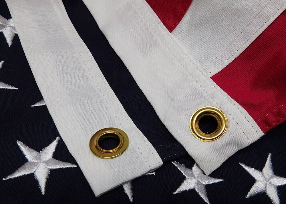 2x3 Embroidered 48 Star USA Sewn 100% Cotton Flag 2'x3' Clips