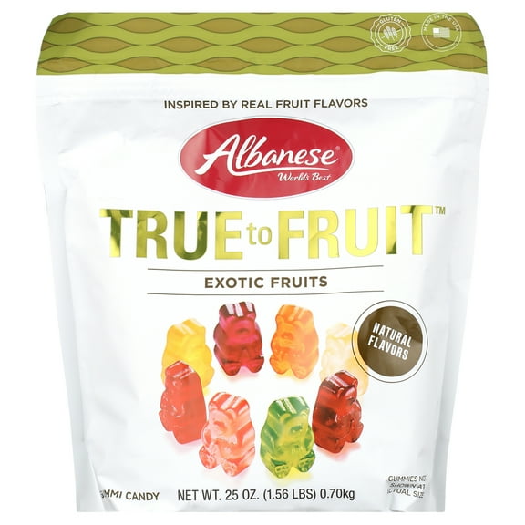 Albanese True to Fruit, Exotic Fruits Gummi Bears, 25 oz