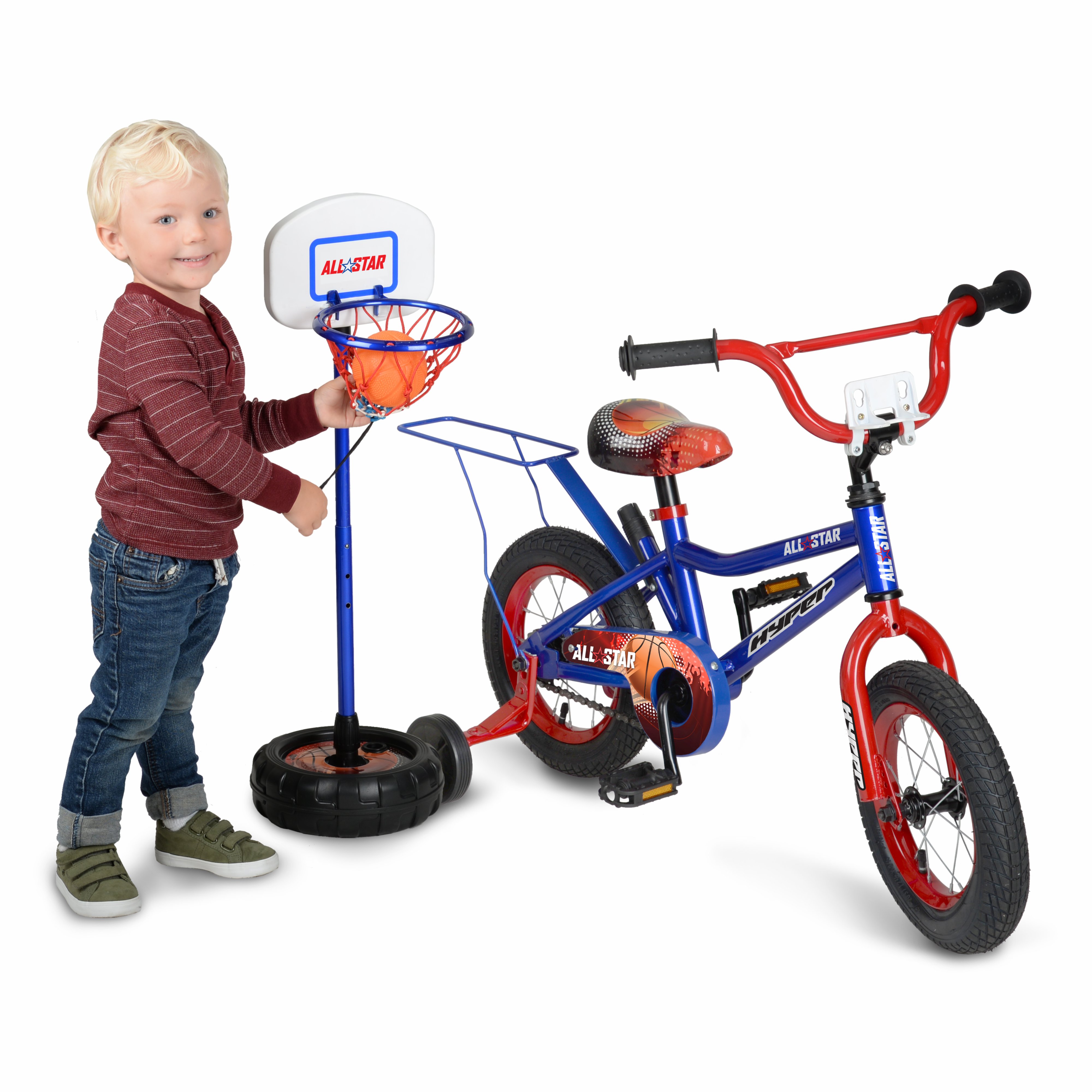 Hyper Bicycles 12" All Star Basketball Bike, with Training Wheels, for Kids Ages 3-5 Years, Basketball Hoop - image 2 of 3