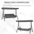 thumbnail image 3 of Outsunny 3 Person Patio Swing Chair Bench Outdoor Convertible Hammock Bed with Adjustable Canopy, Cushion, Pillows for Porch, Backyard, Garden, gray, 3 of 9