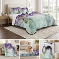 thumbnail image 6 of Quilts Queen Size Bedding Set, Purple Teal Lightweight Quilted Comforter, Modern Art Elegant Soft Reversible Bedspread Coverlet with Pillow Covers for All Season, 90" x 96", 6 of 9