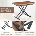 thumbnail image 4 of Height Adjustable Folding Table with X Shaped Metal Legs 43.3" Expandable Dining Table for Small Spaces Multi Position Coffee to Dining Table Walnut and Black, 4 of 9