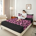 thumbnail image 4 of jejeloiu Abstract Cheetah Print Full Size Sheets,Abstract Geometric Lines Bed Sheets,Pink Black Sheet Sets For Teens,Super Cozy Room Decor,4 Pieces, 4 of 7