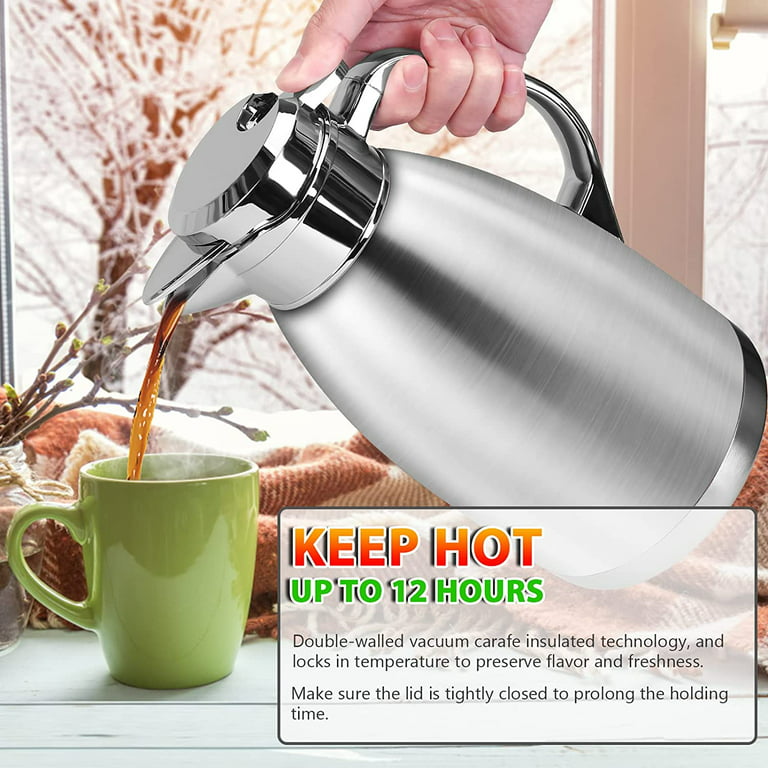 61 Oz Thermal Coffee Carafe,1.8L Stainless Steel Thermos Carafe