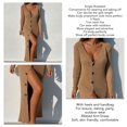 thumbnail image 3 of Robe Chandail Longue en Tricot à Col en V Profond pour Femmes avec Boutons, Manches Longues, Robe Maxi, 3 of 6
