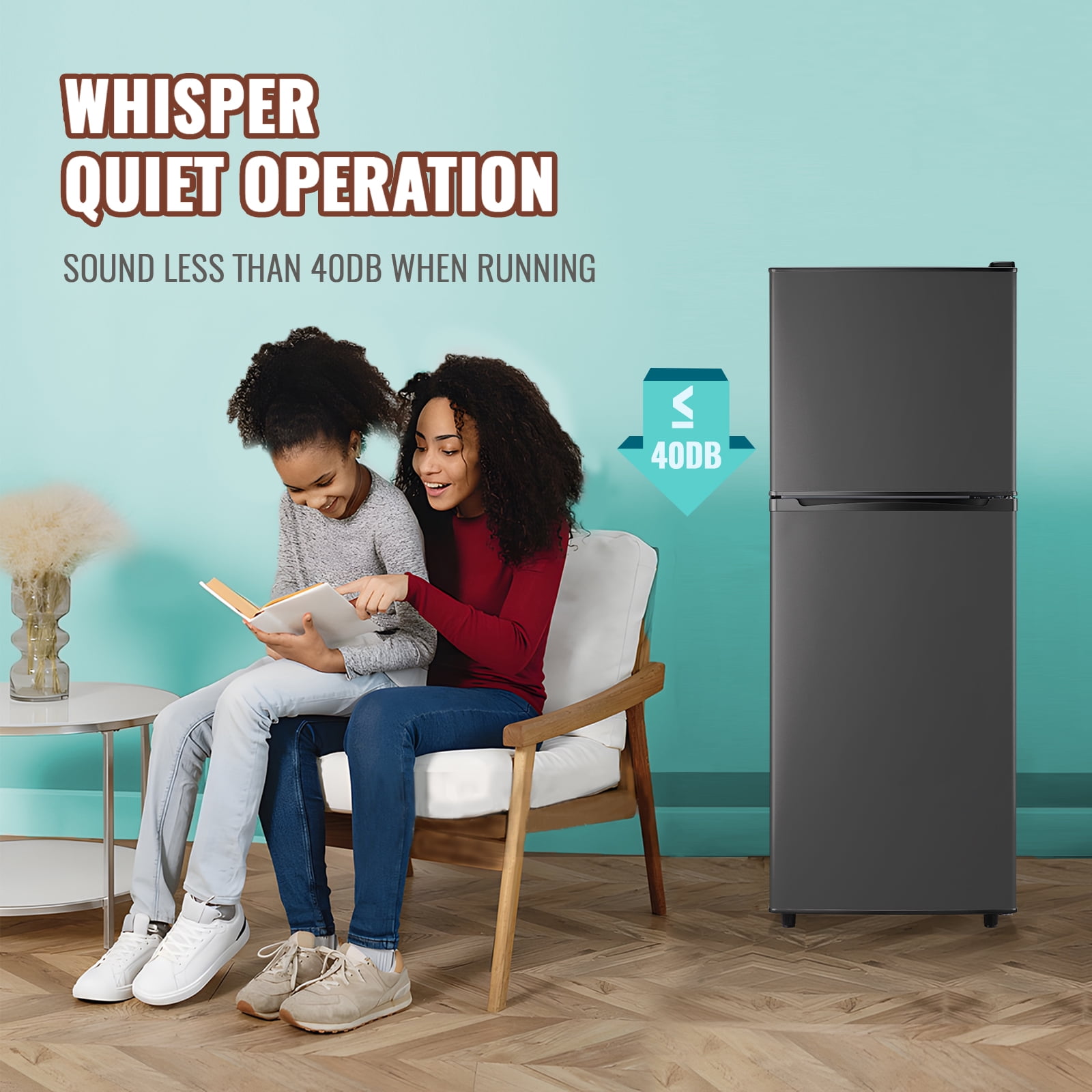 WANAI 4.5 Cu.ft Large Size Mini Fridge with 7 Adjustable Thermostat Compact Refrigerator Dark Grey