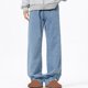 thumbnail image 2 of Puntoco Pantalones vaqueros gruesos de felpa para hombre con cordón elástico, holgados, de gran tamaño, con pierna recta, pantalones largos para hombre, 2 of 6