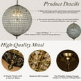 thumbnail image 4 of 5-Light W20 in Vintage Crystal Sphere Chandelier in Antique Gold Modern Glam Globle Cage-Style Shade Pendant Light for Dining Room Living Room, 4 of 6