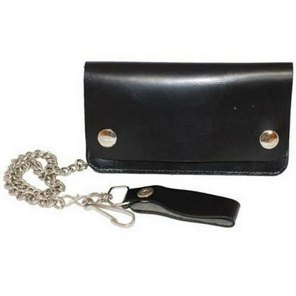 Black Mens Leather Biker's Chain Long Wallet Trucker Motorcycle