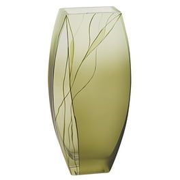 9 Mouth Blown European Made Green Glass Hand Decorated Vase 9 Mouth Blown European Made Green Glass Hand Decorated Vase