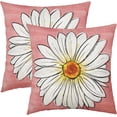 thumbnail image 7 of Spring Daisy Pillow Covers 16x16 Set of 2 Cute Floral Pink Summer Outdoor Decorative Throw Pillows Farmhouse Flower Pillowcases Linen Cushion Case Decor for Home Sofa Couch Bed, 7 of 7