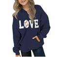 thumbnail image 2 of Thetops Big Girls 11T Navy Hoodie - 100% Polyester LOVE Baseball Graphic Distressed, with Hood & Pocket for Daily School Sports, 2 of 4