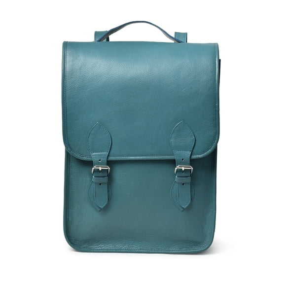 Genuine Leather Laptop Backpack with Dual Buckle Closure, Large Capacity Travel Backpack for Work, College & Everyday Use