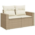 thumbnail image 4 of vidaXL 7 Piece Garden Sofa Set with Cushions Beige Poly Rattan, 4 of 5