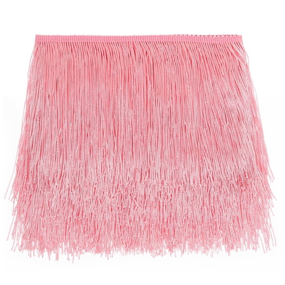Borla de costura AWAYTR con borde de flecos, 10 yardas, 15 cm de ancho, rosa