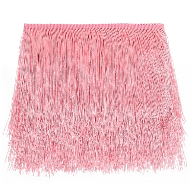Borla de costura AWAYTR con borde de flecos, 10 yardas, 15 cm de ancho, rosa