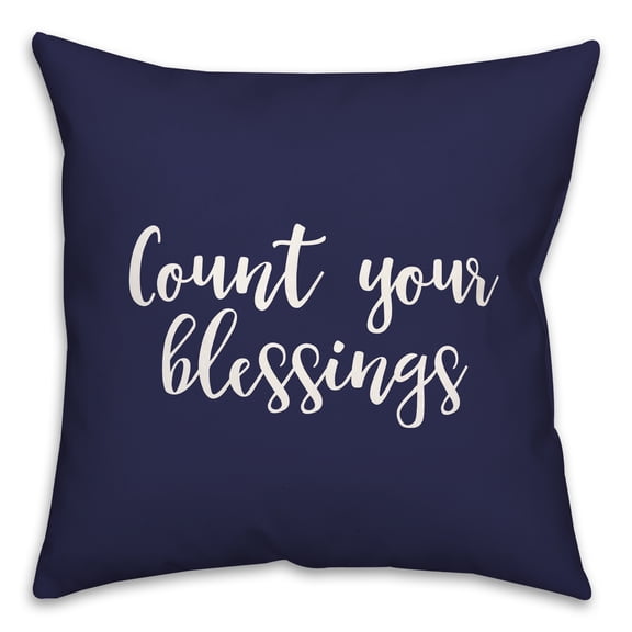 Creative Products Count Your Blessings in Navy 18 x 18 Spun Poly Pillow