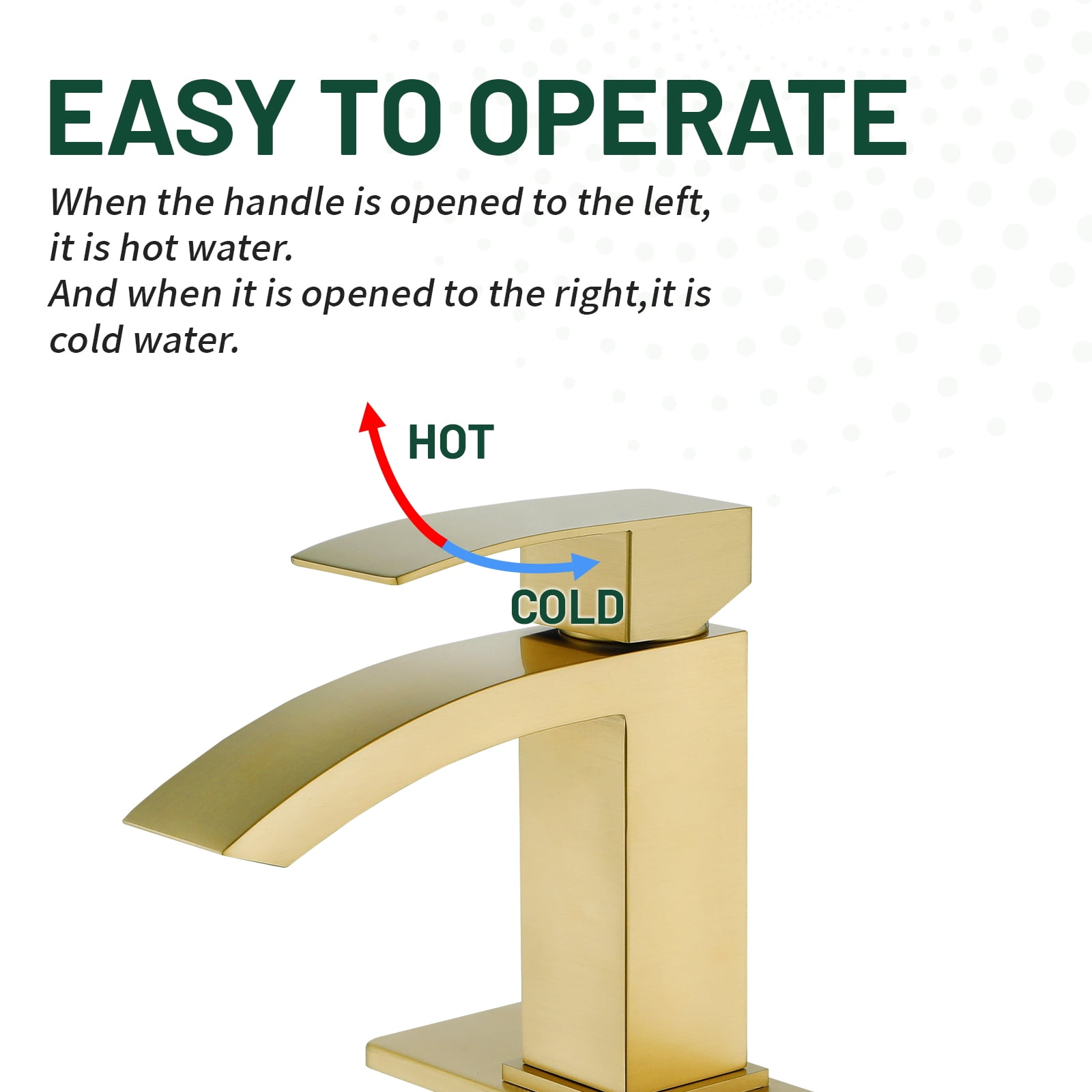 Cobbe Single-Handle Bathroom Sink Faucet for Vanity Singl-Hole Installation with Low-Arc Spout and Pop-Up Drain Brushed Gold