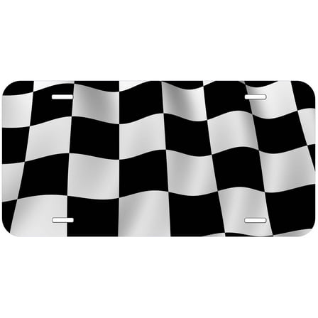 Checkered Wave Flag Novelty Car Auto License Plate